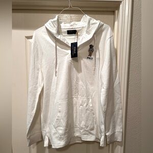 Polo by Ralph Lauren Off White Polo Bear Logo Rugby Hoodie size medium